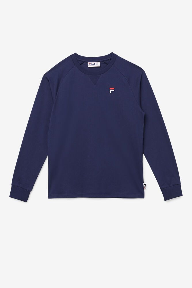 Fila T-Shirt Mens Navy - Flynn Long Sleeve - Philippines 5679418-JO